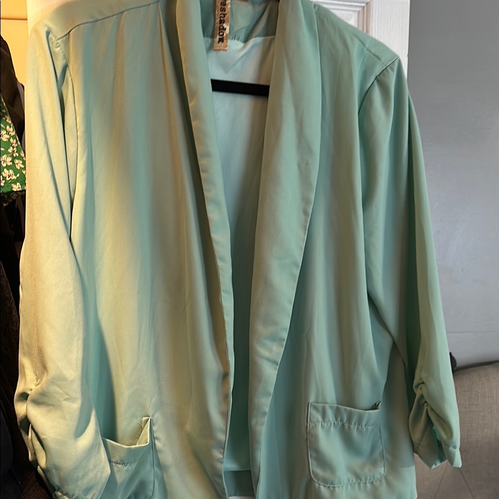 Mint Green Open Blazer